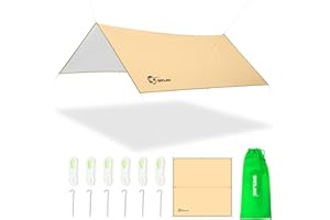 SAN LIKE Camp Tarp Bâche de Tente pour Camping, Tarp Bivouac Toile de Tente Imperméable, Protection UV et PU - 3000 mm, Montage Facile, avec Piquets de Tente et Sac de Transport, 300 x 300 cm