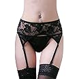 MAKFORT Womens Sexy Garter Belt Lace Lingerie Thigh High Stockings with Suspender Belt