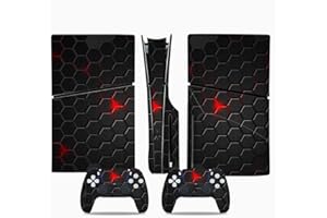 SZAERFA Console and Controller Accessories Cover Skins for Sony PS5 Slim Disc Edition, Carbon Fibre Protective Wrap Cover Vinyl Sticker Decals for Playstation 5 Slim, Game Console Accessories (0042)