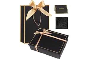 ZJHIOME Black Luxury Magnetic Gift Box with Lid, Ribbons and Gift Bag, Medium Size-9.8x7x3.3 Inches,Ideal for Men Women Birthdays,Christmas,New Year,Wedding,Anniversay,Valentine's Day (Black)