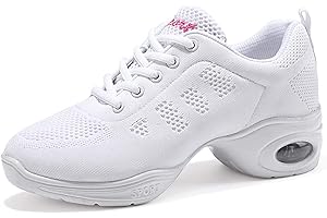 CERYTHRINA Chaussures de Sport Jazz pour Femmes Chaussures d'entraînement à la Danse de Danse de Marche Sportive de Zumba Athletic à Lacets Maille de Coussin d'air Fitness Femme Sneakers