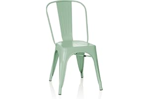 ‎HJH OFFICE hjh OFFICE 645040 Bistrostuhl VANTAGGIO Brush Metall Matt Grün im Industry-Design, stapelbar