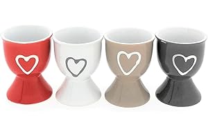 MC Trend Lot de 4 coquetiers en céramique Motif cœur