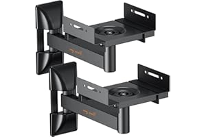 MYWALL my wall HB8L - Soporte de Pared para Altavoces (2 Unidades, Universal, Giratorio e inclinable, Giratorio, para Altavoces de estantería de hasta 25 kg), Color Negro