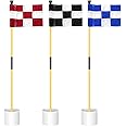 KINGTOP Miniature Golf Flagstick, Practice Putting Green Flags for Yard, Golf Pin Flag Hole Cup Set, Portable 2-Section Design, 3ft Flagpole, Indoor | Outdoor, Checkered Flag, 3-Pack