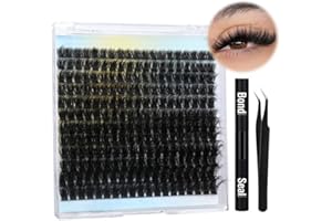 LVMIXWIG Wimpernverlängerung Kit D Curl Lashes Clusters Fluffy 80D Wimpernverlängerung Kit 240pcs Individuelle Wimpernverlängerung Kit mit 10-20mm Lash Clusters Lash Bond und Seal und Lash Pinzette