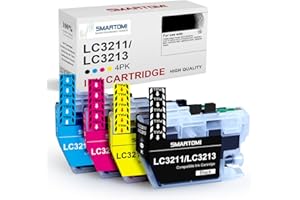 SMARTOMI LC3213 LC3211 Compatibili con Brother LC-3213 LC-3211, per Stampanti Brother DCP-J572DW DCP-J774DW MFC-J895DW MFC-J890DW DCP-J772DW MFC-J491DW MFC-J497DW(4PK:1Nero,1Ciano,1Magenta,1Giallo)
