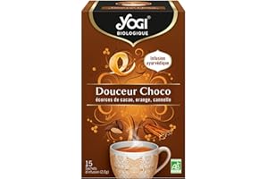 Yogi Biologique Douceur Chocolat, Infusion 100% Bio Écorces de Cacao, Orange et Cannelle, 15 Sachets thermosoudés et sans agrafe, 30 g, 312016