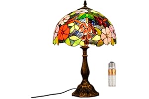 Kinbolas 12-calowy styl tiffany lampa stołowa witraż abażury lampka nocna czytanie antyczne oświetlenie biurka salon sypialnia biuro sztuka vintage deco wiktoriański(Color:D-4)