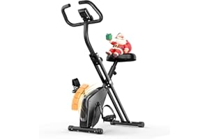 Dskeuzeew Vélo D’Appartement Pliable, Velo d Appartement avec Moniteur LCD et Mesure du Pouls Manuel, Vélo D'exercice Magnétique de Niveau 16 Avec Siège Confortable, Peu Encombrant