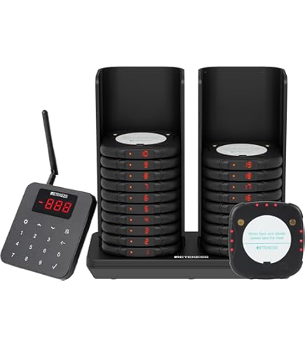 Sistema Di Chiamata Wireless Per Ristoranti E Locali | 18 Cercapersone Con Base Di Ricarica E Portata 800 Metri