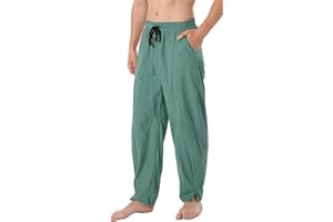 AITFINEISM Men's Linen Pants Relaxed Fit Casual Yoga Pants Straight Legs Trousers