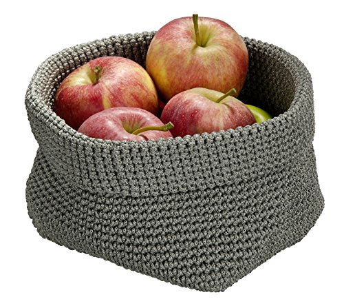 WENKO 2620100 Häkelkörbchen Malia Grau, 100 % Polypropylen, 16 x 16 x 16 cm, Grau - 2