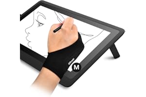 OTraki Artist Glove Anti-fouling Digital Drawing Glove 2 Pack Two Finger Thickening Glove Palm Rejection Glove for Graphics Drawing Tablet Art Creation for Right Left Hand, M (8x20.5cm)