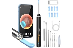 ‎VITCOCO Ohrenschmalz Entferner Otoskop, VITCOCO 5MP HD Ohrenreiniger, Ohrreiniger Mit 3,0-Mm-Linse & Wifi, IP67 Wasserdicht Ohr Reinigung, Für iPhone, iPad Und Android-Smartphones (Schwarz)