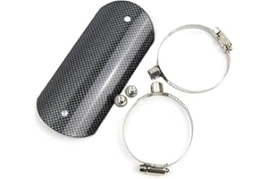 ‎DREAMSEEK Dreamseek Auspuff Hitzeschild Schutz für Universelles Motorrad Carbon Fiber Hitzeschild Endschalldämpfer Schutzabdeckung Edelstahl Mittelrohr Hitzeschildschutz Kohlefaser-Stil mit 2 Klemmen