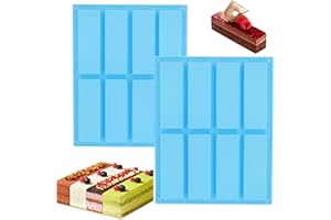 MARUKO Lot de 2 Moules Rectangulaires en Silicone, Moule Barre de Céréales, Moules AntiadhéSifs en Silicone à 8 CavitéS Plat de Cuisson Energy Bars pour Faire des Barres de Céréales au GâTeaux (bleu)