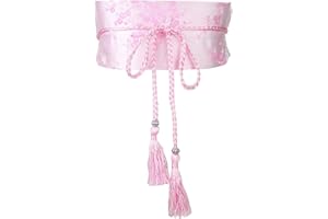 FAD-4U Kimono Obi en coton pour femme - Style japonais - Large ceinture brodée avec pompon - Accessoires de peignoir Yukata