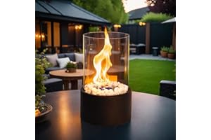 ‎JHY DESIGN JHY DESIGN Runder Tischkamin Feuerschale Tragbarer Kamin – Sauber Brennender Bio-Ethanol-Kamin Ohne Abzug für Tisch Zuhause Küche Wohnzimmer Garten