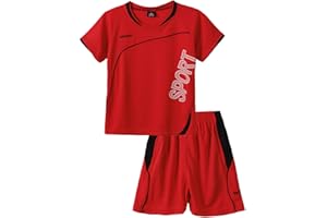 Jowowha Kinder Sport Kleidung Set Jungen Sports Trikots Kurzarm T-Shirt und Shorts Sport Trainingsanzug Fussball Basketball Kleidung
