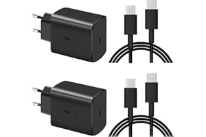 LTBSTOYE 2 Pack 45W USB C Chargeur Mur Super Rapide Bloc de Charge pour Samsung Galaxy S24 Ultra/S24/S24+/S23/S23+/S23 Ultra/S22+/S22 Ultra,Note 20/10/9/8/A73/A53/A52/S10 et câble 1.8M