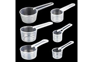 GELEWULD Lot de 6 Cuillere Doseuse, Transparentes Cuillère Doseuse à Mesurer Cuillere Doseuse Gramme Ensemble d'outils de Mesure Pour le Café Lessive en Poudre Doseur de Protéines pour Chef Maison