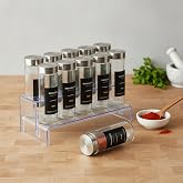 Deconox 12&rsquo;li Metal Kapaklı Cam Baharatlık Seti, 80ml, 110ml ve 170ml Boyut Se&ccedil;enekli, Etiket Hediyeli Silindir Baharat Takım