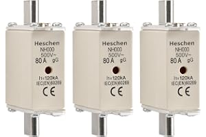 Heschen NH Fuse Link NH000 80A gG Front Indicator Combination Detector Pack of 3 Y
