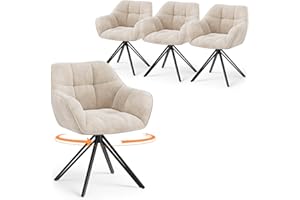‎COLAMY COLAMY Drehstühle für Esszimmer, 4er Set, Drehbare Polsterstühle mit Armlehnen und Rückenlehne, Bequeme Küchenstühle für Wohnzimmer & Essbereich, Beige