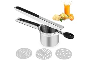 XIAOEVER Potato Ricer,Food Grade 304 Stainless Steel Ricer for Mashed Potatoes,Non-Slip Silicone Handle Potato Mashers
