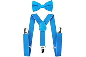 KIRALOVE - Bretelle bambino - papillon - completo - bretelle elastiche regolabili - farfallino y - tinta unita