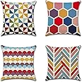 Set 4 Federe Decorative 45x45 Cm In Cotone E Lino – Multicolore, Cerniera - 2