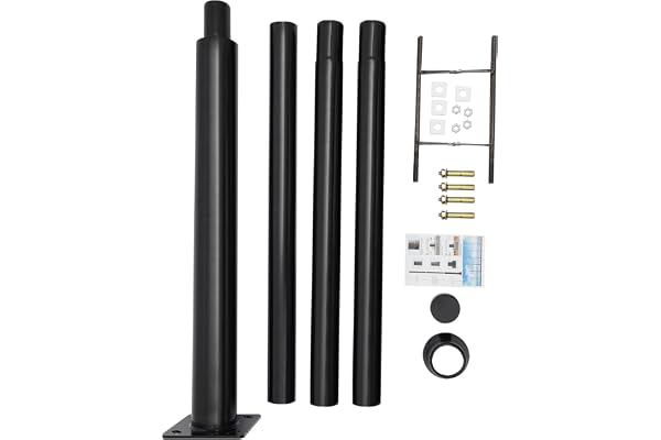 DHQCQL Poteau de lampadaire solaire avec piquet et cadre de fondation, résistant aux intempéries, éclairage extérieur, mât de lampadaire divisé pour terrasse, rue (4 m)
