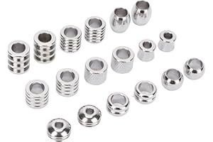 Leopacat Beard Beads, Hair Bead Stainless Steel Hair Tube Beads Vikings Hair Braiding Jewelry Accessories Dreadlocks Facial Hair Baubles for Men Women Necklace DIY Crafts Decoration 9 Styles18 PCS