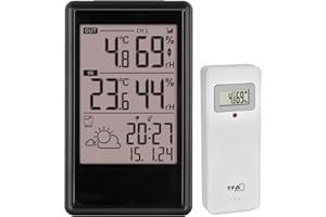 TFA Dostmann Stazione meteo radio con sensore esterno ETNA, 35.1173, termometro/umidità interna esterna, con orologio radio, previsioni meteo con simboli, controllo climatico, digitale, ben leggibile