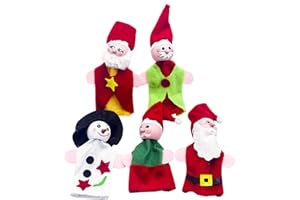LEBKFT 5 Stücke Weihnachts Fingerpuppen Santa Claus Schneemann Fingerpuppen Set Süß Kleinen Puppen Mehrfarbig Tierfiguren Fingerpuppe für Geburtstag Kinder Party Taufe Babyparty Weihnachten