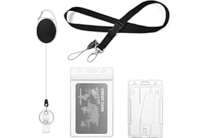 Vicloon Chowana smycz i uchwyt na identyfikator, smycze z uchwytem na karty, 1 klips na szpulę, 1 odpinana smycz, PCW przezroczysty uchwyt na identyfikator i twardy plastikowy dowód osobisty (w pionie)
