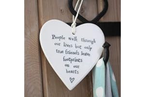 EAST OF INDIA Porcelain Friendship Hanging Heart - People walk ......