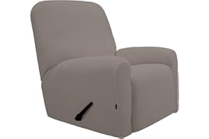 Greatime Recliner Stretch Sofa Slipcover Sofa Cover 4-Pieces Furniture Protector Couch Soft with Elastic Bottom Kids, Spandex Jacquard Fabric Small Checks(Recliner,Taupe)