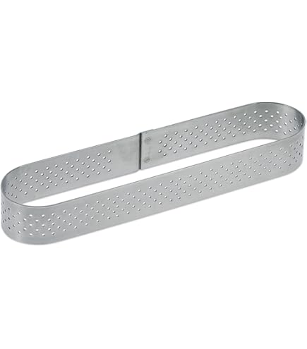 De Buyer - VALHORNA rechthoekige taartcirkel van geperforeerd roestvrij staal - 28 x 11 x 2 cm, gemaakt in Frankrijk Air SYSTEM-technologie, microperforaties voor snel en homogeen koken voor