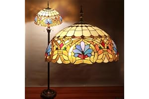 BIDESEN Tiffany Liaison lampa stojąca, żółta, witraż, stojąca, 16 cali, antyczna lampa narożna, dekoracja sypialni, salonu, biura domowego (A7)