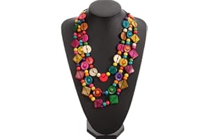 Holibanna Collier bohémien femme collier ethnique rétro avec des bijoux en coquille de noix de coco (coloré)