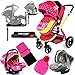 i-Safe System + iSOFIX Base - Mea Lux Trio Travel System Pram & Luxury Stroller 3 in 1 Complete With Car Seat + Footmuff + Carseat Footmuff +Base + RainCovers