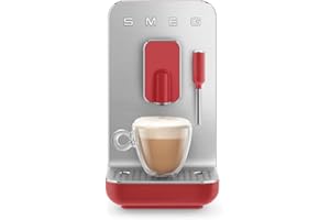 SMEG BCC02RDMEU Cafetera automática compacta con función vapor, color rojo mate