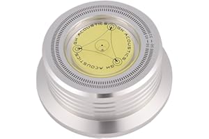 PLYISTY Stabilizzatore del Peso del Disco 50Hz con Livella a Bolla, per Eliminare le Vibrazioni, Morsetto per Dischi in Lega di Alluminio per Giradischi LP Giradischi in Vinile(d'argento)