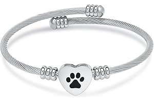 QGJNSGC Braccialetto per ceneri, gioiello commemorativo in acciaio inox, a forma di zampa di animale domestico, a forma di cuore, urna con ciondolo a forma di urna per i propri cari, funerali,