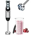 FRESKO Frullatore a immersione 1000 Watt in acciaio inox, minipimer immersione Regolazione a 12 velocità, Tasto turbo, Misuri