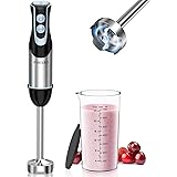 FRESKO Frullatore a immersione 1000 Watt in acciaio inox, minipimer immersione Regolazione a 12 velocità, Tasto turbo, Misuri