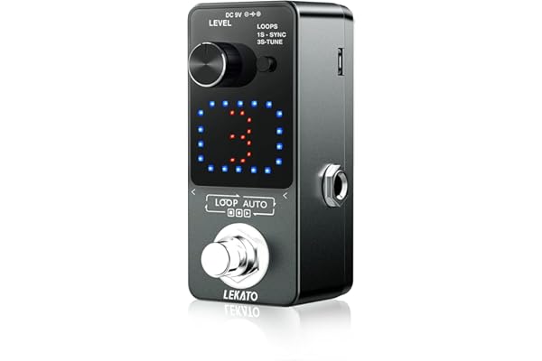 LEKATO Triple Looper Station, de boucle d'enregistrement synchrone Tuner intégré Boucleur électrique Total 18 minutes Pédale d'effet de boucle d'overdub illimitée pour guitares Basse