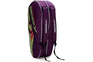 HUNDRED Strike Badminton and Tennis Racquet Kit Bag | Multiple Compartment with Side Pouch | Easy-Carry Handle | Padded Back Straps